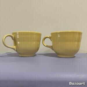Preowned Fiesta Ware Yellow Teacup Homer Laughlin USA Coffee Cup Set Of Two